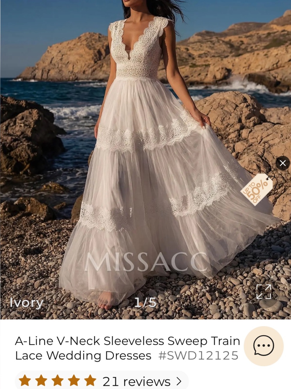 A-Line V-Neck Sleeveless Sweep Train Lace Wedding Dresses